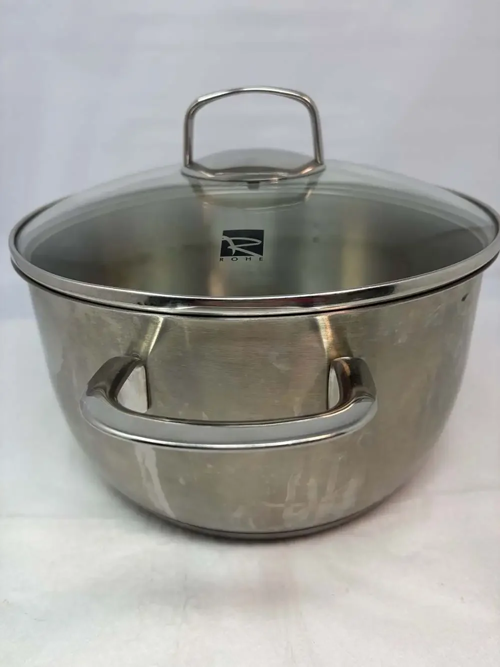 ROHE Stainless Steel 4.0L / 4.2 Quart Stock Pot with Glass Lid side Measurements